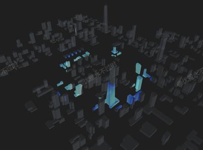 城市混合扫光 - Three.js示例